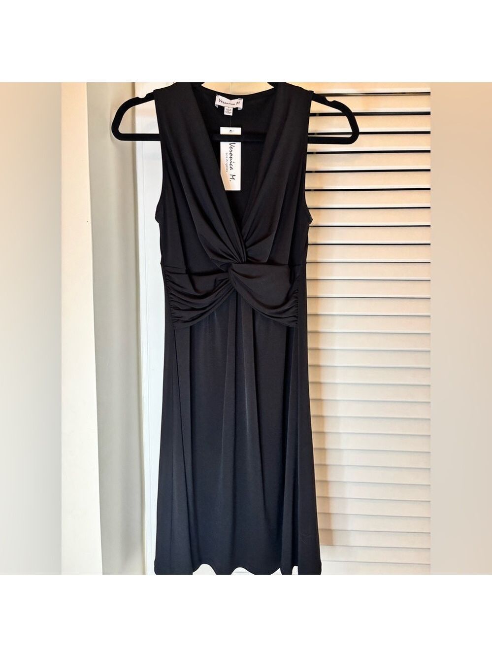 Veronica M Black V Neck Twist Dress